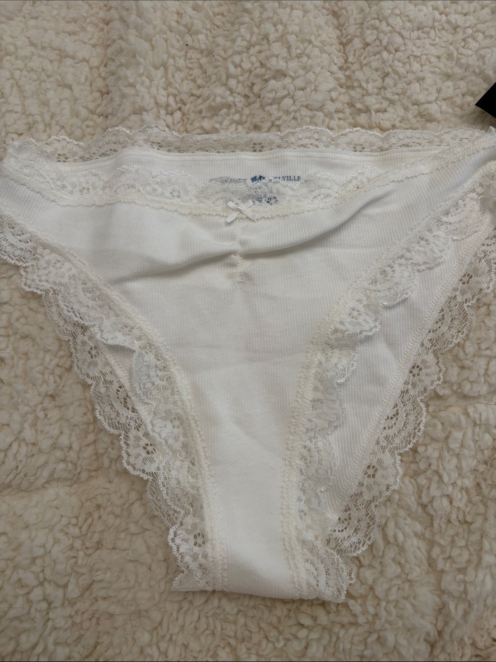 Brandy Melville Cream Lace-Trim Bikini Panty